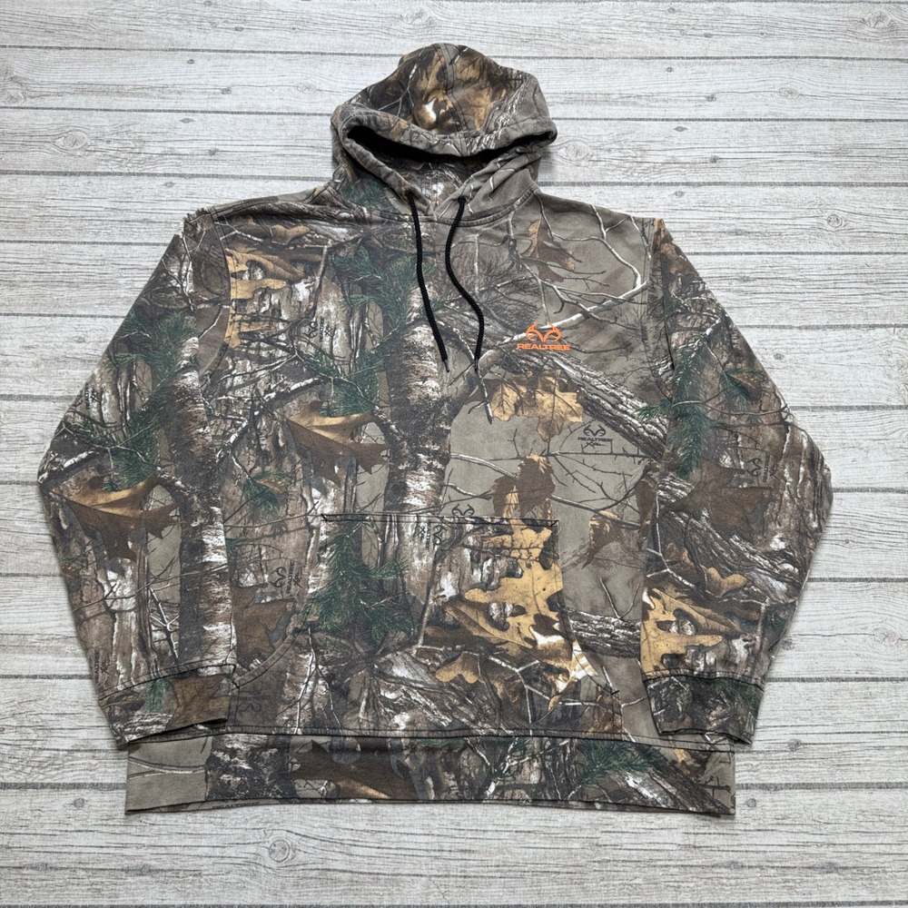 Realtree Xtra Hoodie Men's Large Brown Camo Fleece Pullover Hunting Sweatshirt
